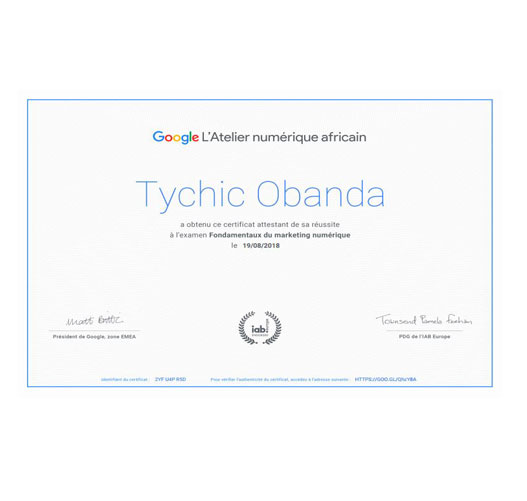 Certificat formation Google